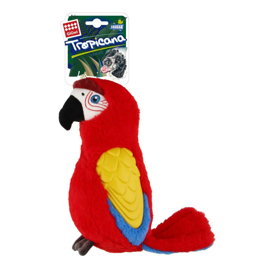 GIGWI TROPICANA DOG TOY - PARROT RED