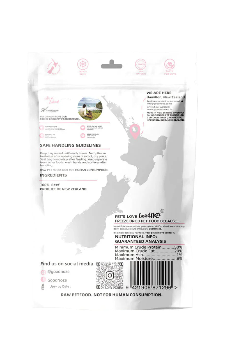 GoodNoze Freeze Dried Cat Treats - beef chunks 65g