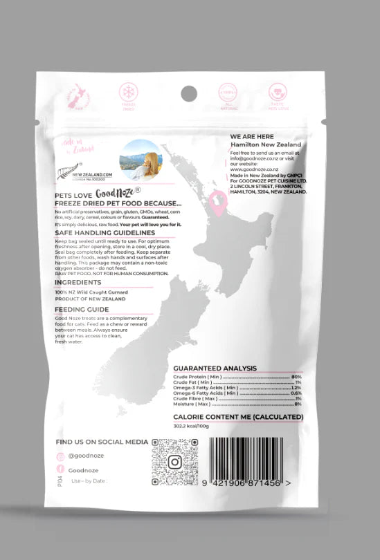 GoodNoze Freeze Dried Cat Treats - gurnard fish chunks 65g
