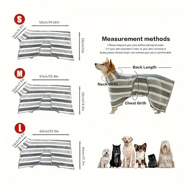 Pet Towel with Neck Buckle Fixation for Small, Medium and Large Dogs
