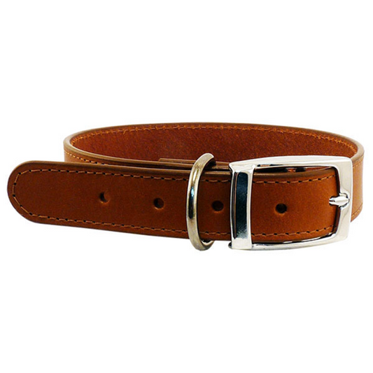 Leather Stitched Collar - Cognac (12mm x 35cm)