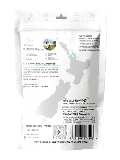 GoodNoze Freeze Dried Dog Treats - veal ribs 100g