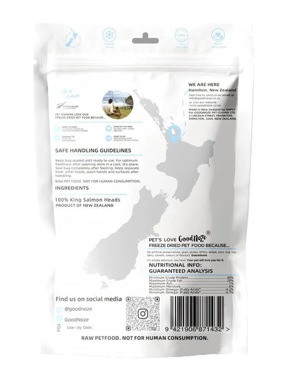 GoodNoze Freeze Dried Dog Treats - King Salmon Heads 100g