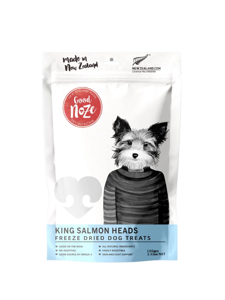 GoodNoze Freeze Dried Dog Treats - King Salmon Heads 100g