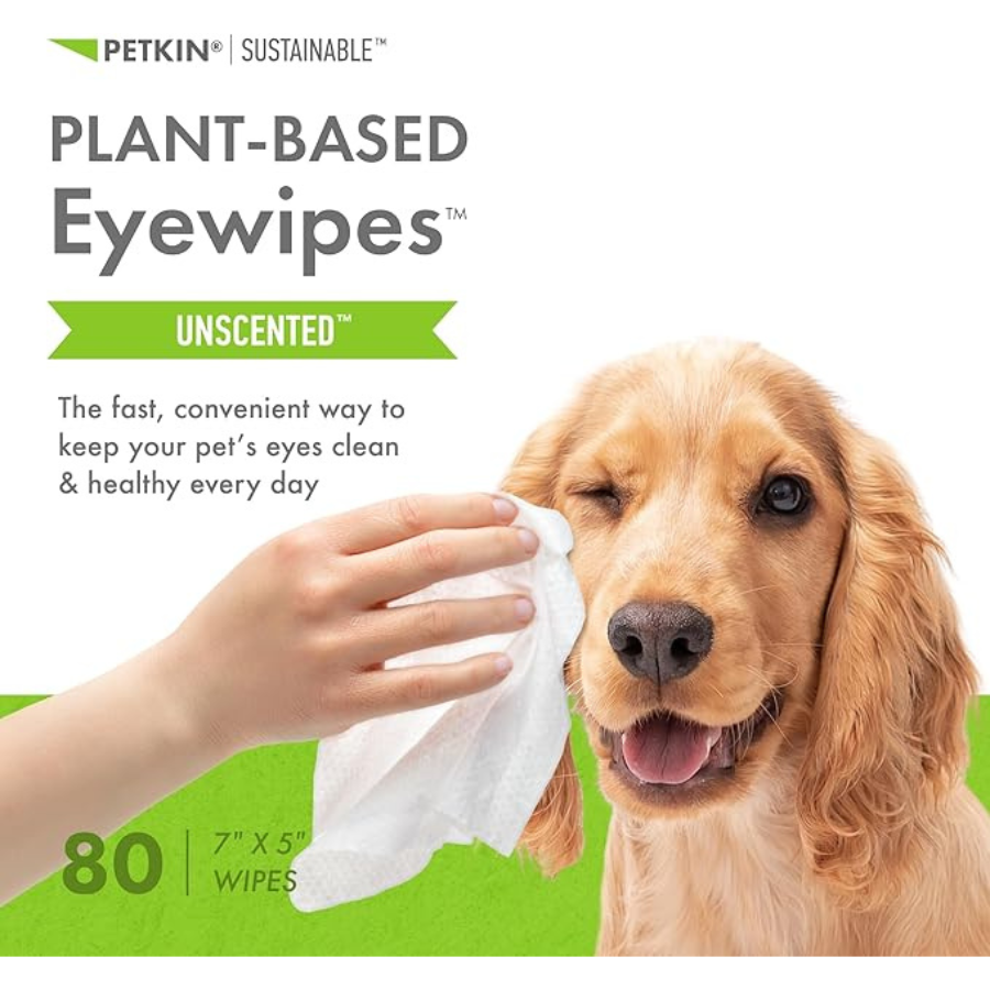 Petkin Plant-Based EyeWipes, 80 Wipes - Unscented