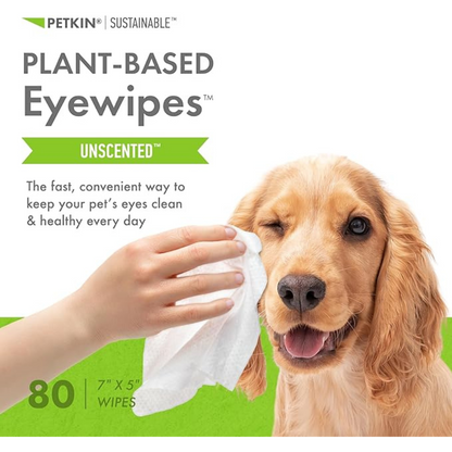 Petkin Plant-Based EyeWipes, 80 Wipes - Unscented
