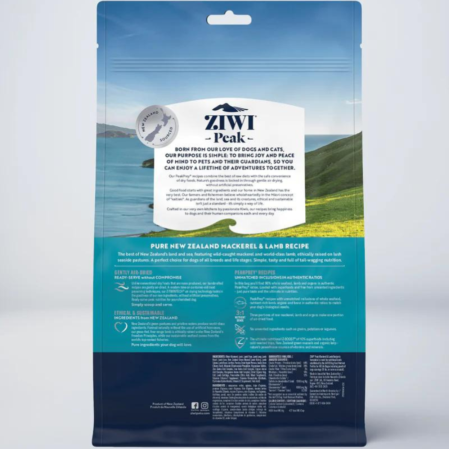 ZIWI Peak Dog Food - Mackerel & Lamb Recipe 1kg