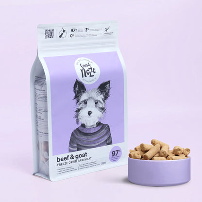 GoodNoze Freeze Dried Dog Food - beef & goat 350gms