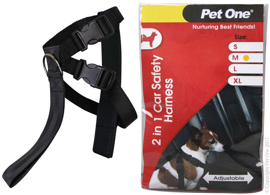 Pet One Harness - Nylon Two In One Car Safety Small/Medium