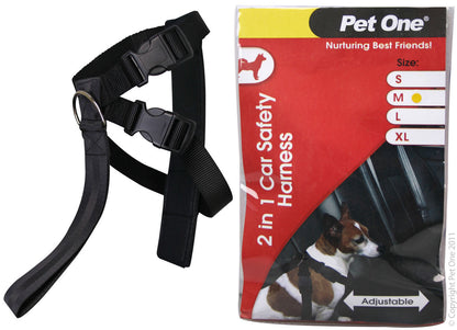Pet One Harness - Nylon Two In One Car Safety Small/Medium