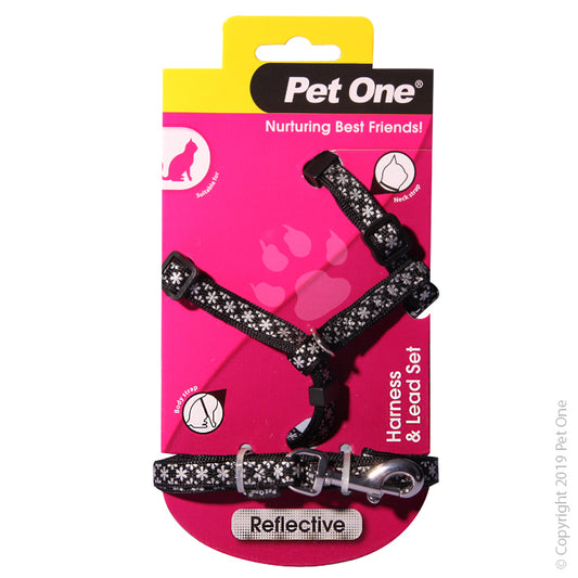 Pet One Harness & Lead Set - Cat/Kitten Reflective Adjustable 10mm 15-22.5c
