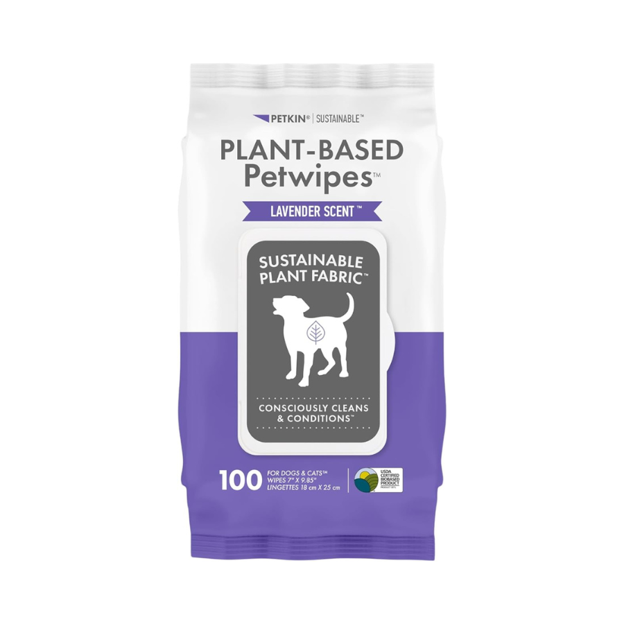 Petkin Plant-Based PetWipes, 100 Wipes - Lavender