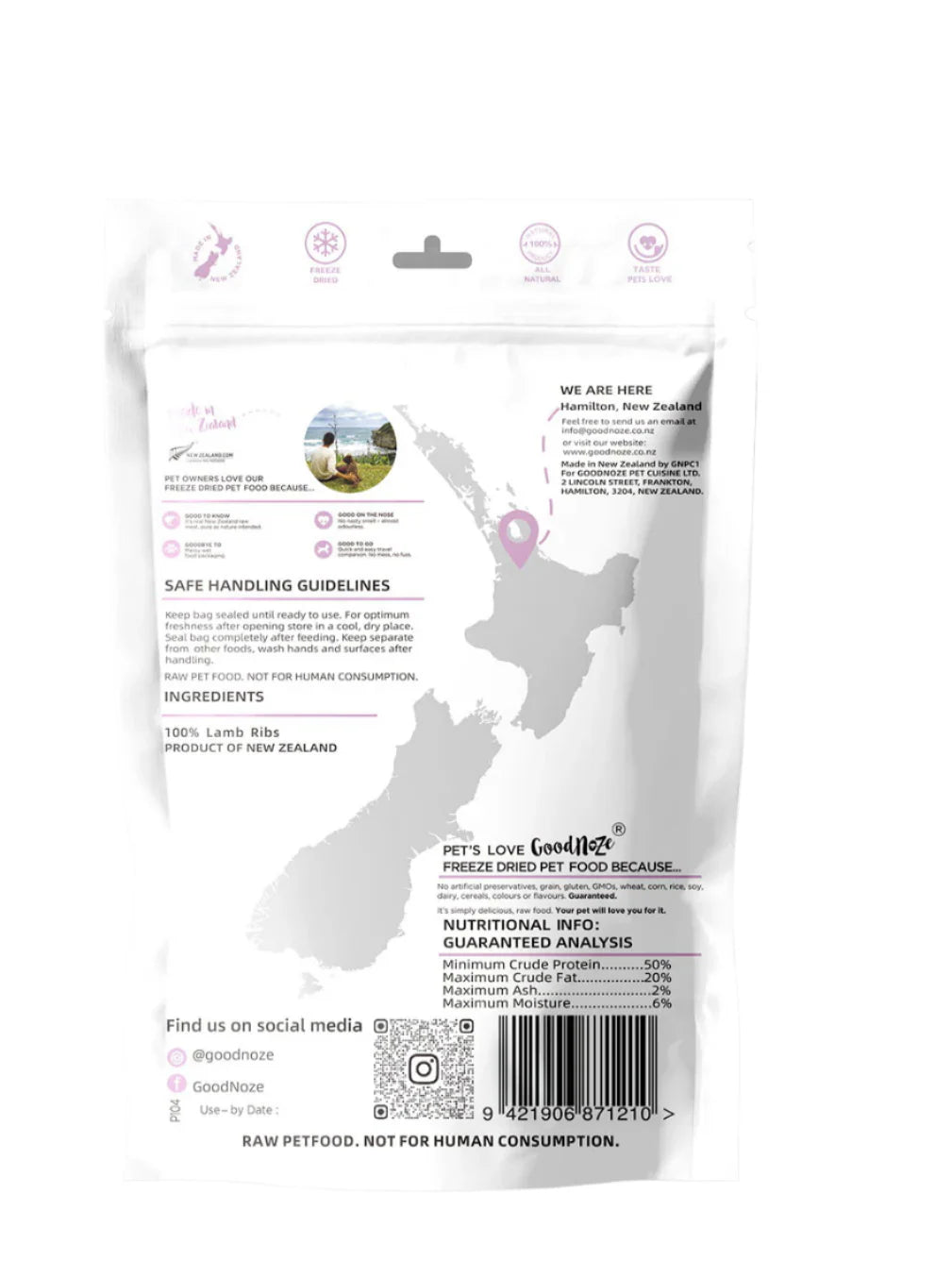 GoodNoze Freeze Dried Dog Treats - Lamb ribs 100g