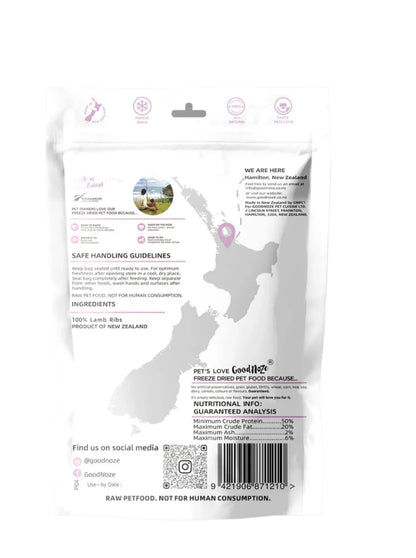 GoodNoze Freeze Dried Dog Treats - Lamb ribs 100g