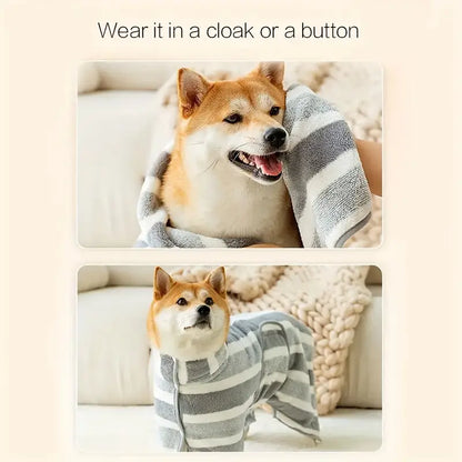 Pet Towel with Neck Buckle Fixation for Small, Medium and Large Dogs