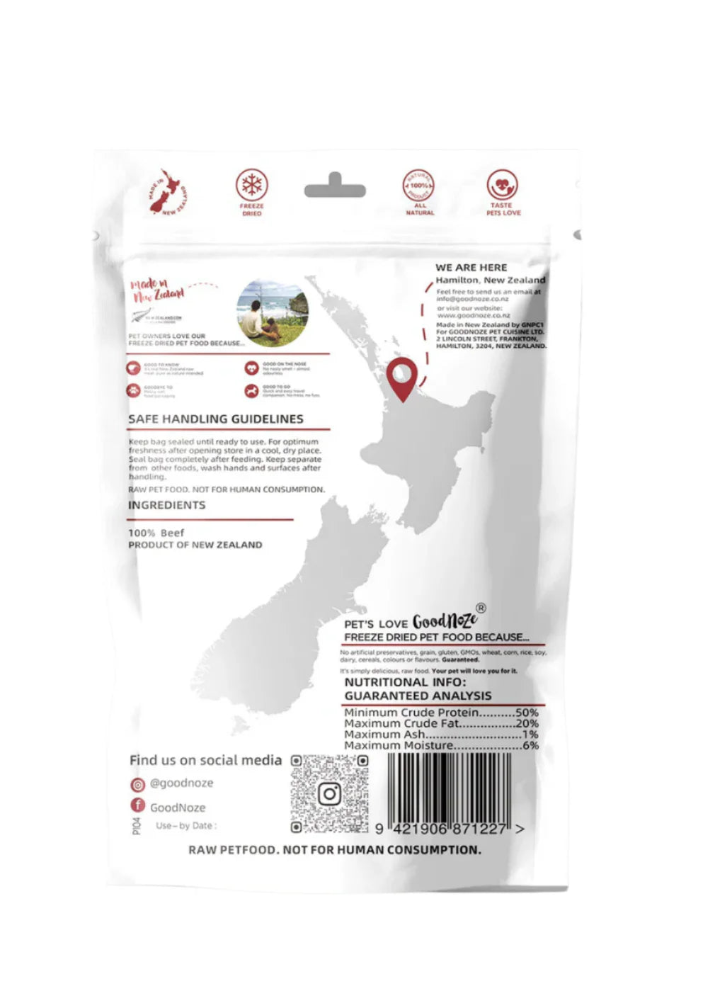 GoodNoze Freeze Dried Dog Treats - beef chunks 60g