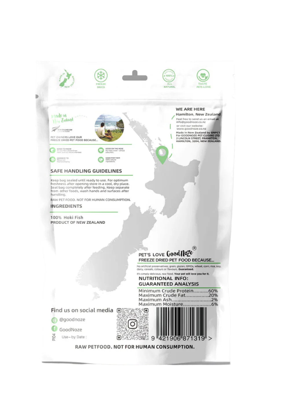 GoodNoze Freeze Dried Cat Treats - hoki chunks 65g