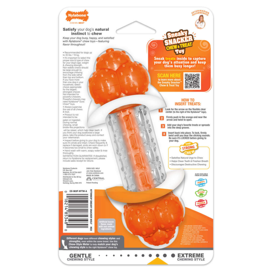 Strong Chew Sneaky Snacker Chew & Treat Toy - Wolf