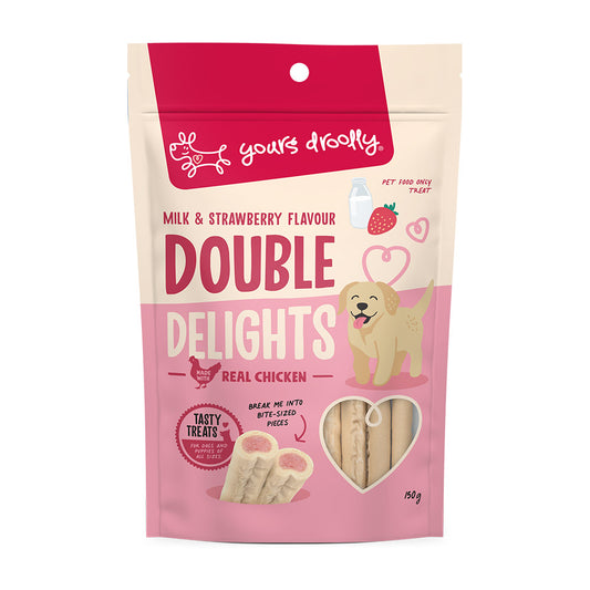 Yours Droolly Double Delights Milk & Strawberry Flavour 150g
