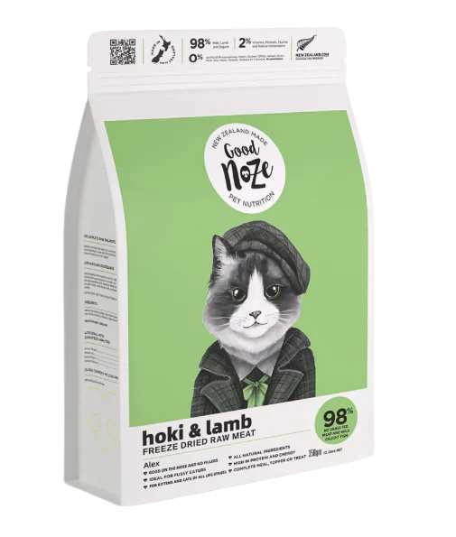 GoodNoze Freeze Dried Cat Food - hoki & lamb 350gms
