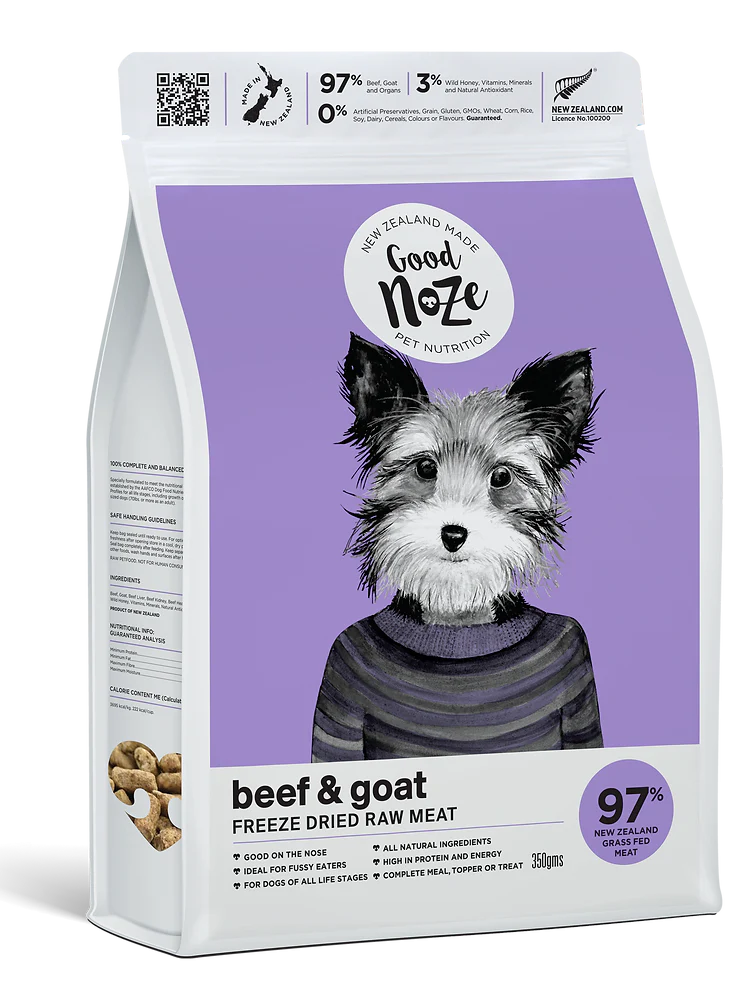 GoodNoze Freeze Dried Dog Food - beef & goat 350gms