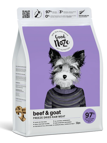 GoodNoze Freeze Dried Dog Food - beef & goat 350gms