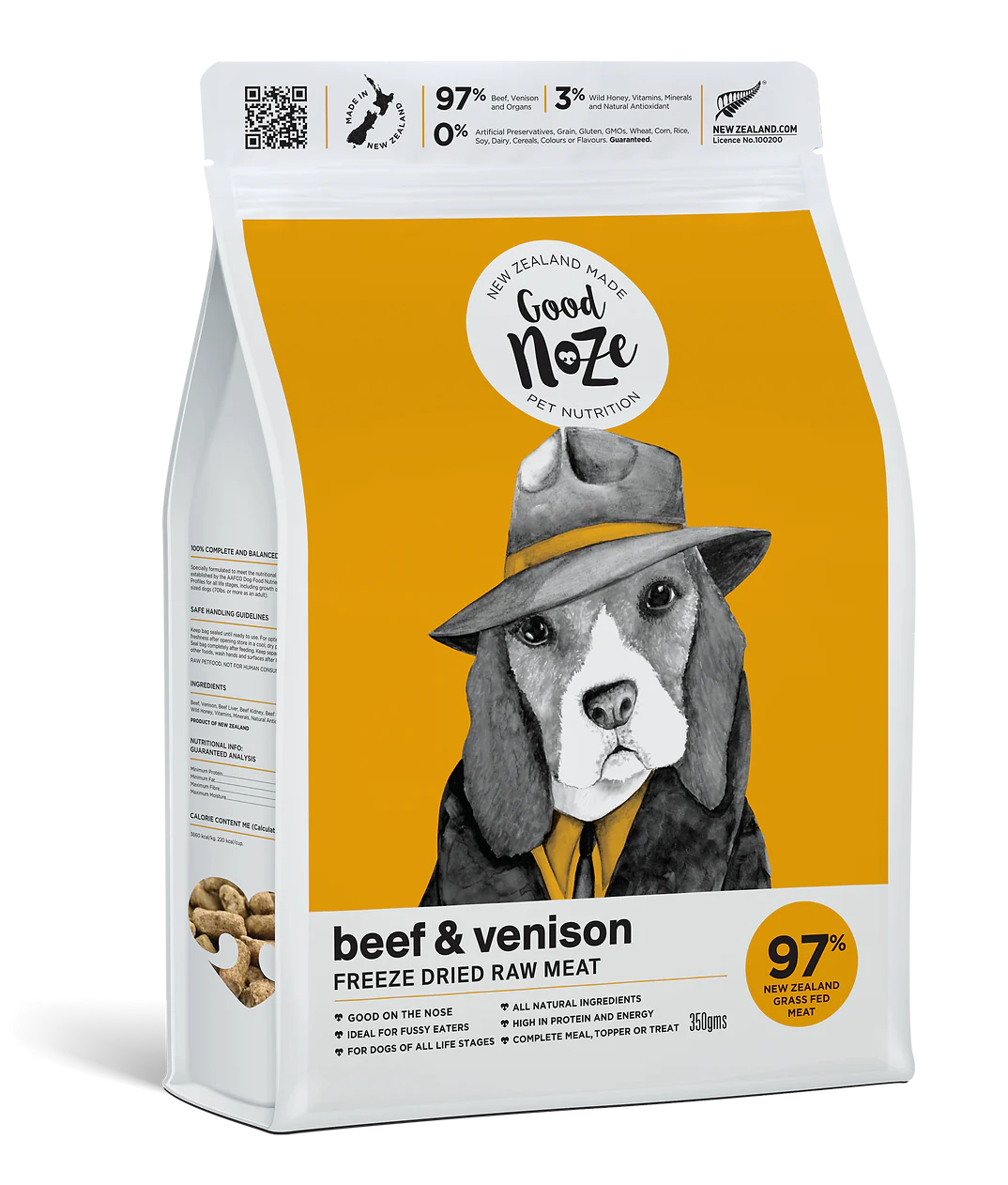 GoodNoze Freeze Dried Dog Food - beef & venison 350gms