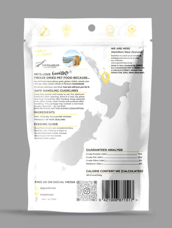 GoodNoze Freeze Dried Cat Treats - chicken chunks 65g