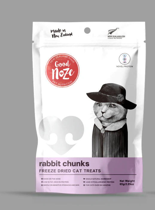 GoodNoze Freeze Dried Cat Treats - rabbit chunks 65g