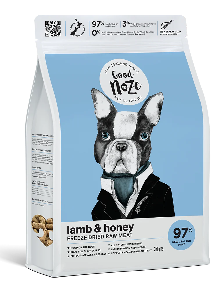 GoodNoze Freeze Dried Dog Food - lamb & honey (chicken) 350gms